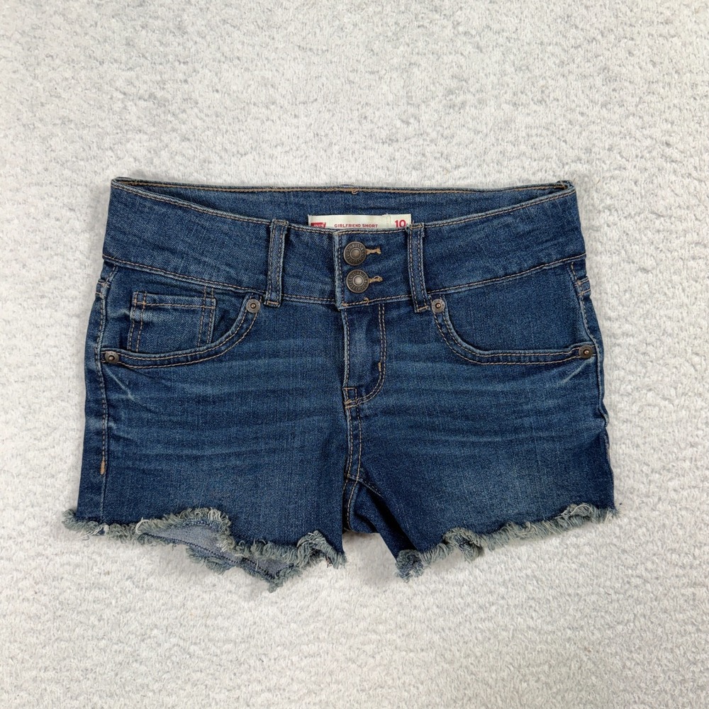 Levi's Girls Youth Girlfriend Denim Short Adjustable Waist Blue 10 Reg W25